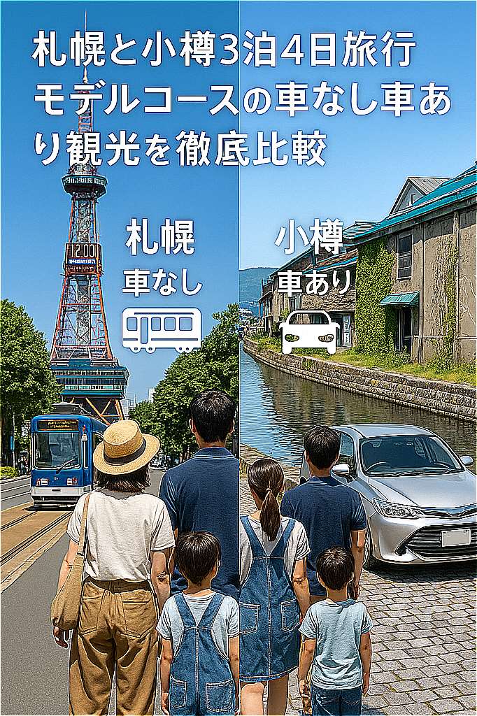 札幌と小樽3泊4日旅行モデルコースの車なし車あり観光を徹底比較